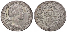 Vittorio Amedeo III (1773-1796) 15 Soldi 1794 - Nomisma 366 MI (g 4,60)
SPL