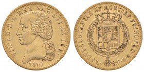 Vittorio Emanuele I (1802-1821) 20 Lire 1816 - Nomisma 508 AU RR
BB+