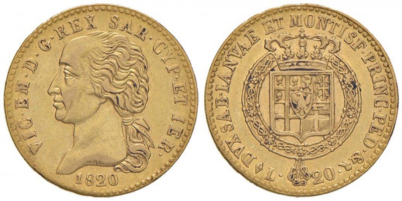 Vittorio Emanuele I (1802-1821) 20 Lire 1820 - Nomisma 512 AU R Modesti depositi...