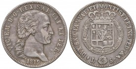 Vittorio Emanuele I (1802-1821) 5 Lire 1819 - Nomisma 518 AG R Colpetto al bordo
qBB