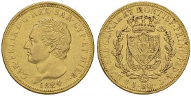 Carlo Felice (1821-1831) 80 Lire 1824 G - Nomisma 521 AU RR Proveniente da montatura
MB