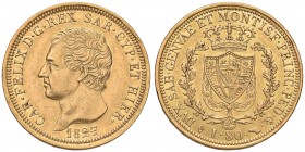 Carlo Felice (1821-1831) 80 Lire 1827 T - Nomisma 527; Pag. 30 AU Fondi ritoccati, lucidata
BB