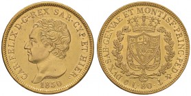 Carlo Felice (1821-1831) 80 Lire 1830 G - Nomisma 532 AU Ritocchi sulla guancia, graffi diffusi
BB/qSPL