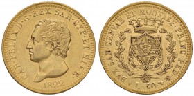 Carlo Felice (1821-1831) 40 Lire 1822 T - Nomisma 535 AU RR Piccoli depositi al R/
BB