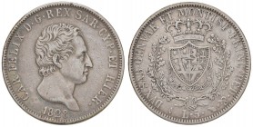 Carlo Felice (1821-1831) 5 Lire 1828 T - Nomisma 569 AG Graffietti e piccole screpolature
BB