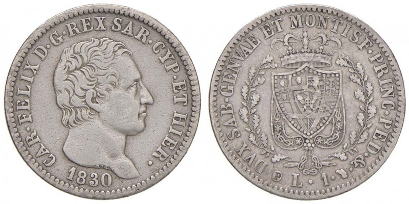 Carlo Felice (1821-1831) Lira 1830 T - Nomisma 599 AG
qBB