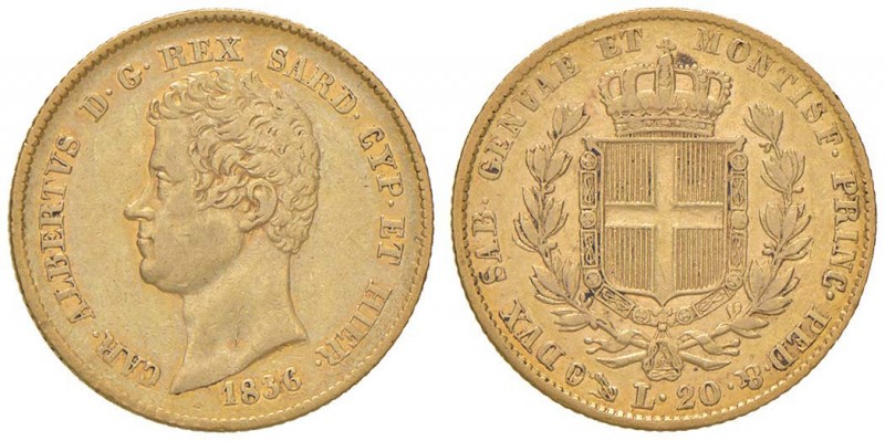 Carlo Alberto (1831-1849) 20 Lire 1836 G - Nomisma 648 AU Modesti depositi al R/...