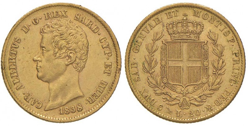 Carlo Alberto (1831-1849) 20 Lire 1838 G - Nomisma 649 AU
qSPL