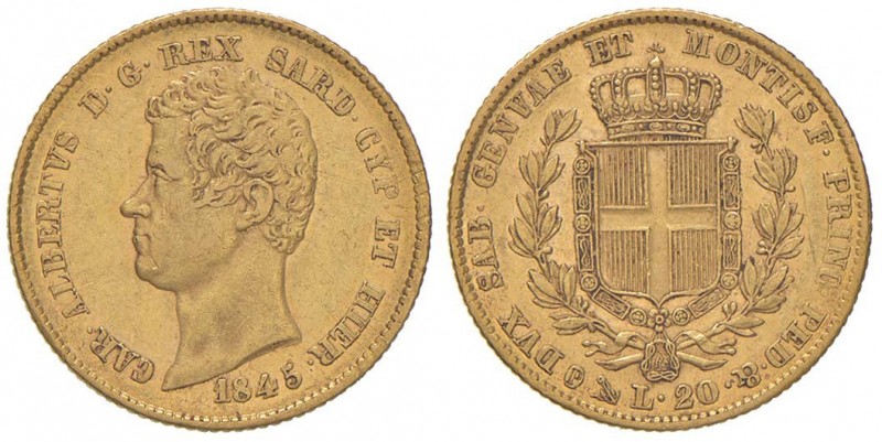 Carlo Alberto (1831-1849) 20 Lire 1845 G - Nomisma 658 AU Graffi sul volto al D/...