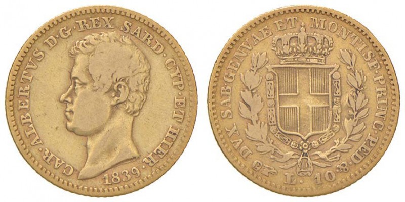 Carlo Alberto (1831-1849) 10 Lire 1839 T - Nomisma 669 AU RR Coniati appena 2.23...