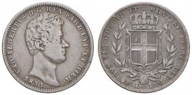 Carlo Alberto (1831-1849) Lira 1831 T - Nomisma 718 AG RR Graffietti al D/
MB/qBB