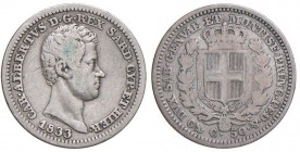 Carlo Alberto (1831-1849) 50 Centesimi 1833 G - Nomisma 729 AG RRR
MB/qBB