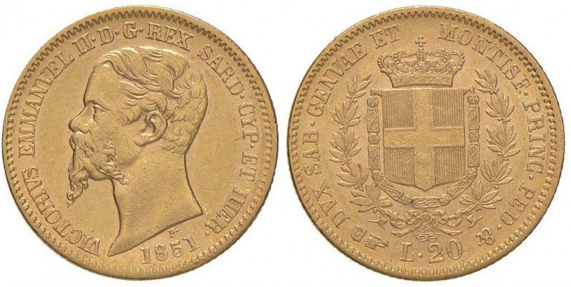 Vittorio Emanuele II (1849-1861) 20 Lire 1851 T - Nomisma 744 AU
BB+