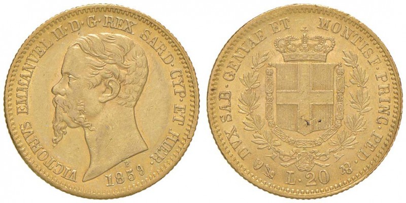 Vittorio Emanuele II (1849-1861) 20 Lire 1859 G - Nomisma 758 AU Screpolatura al...