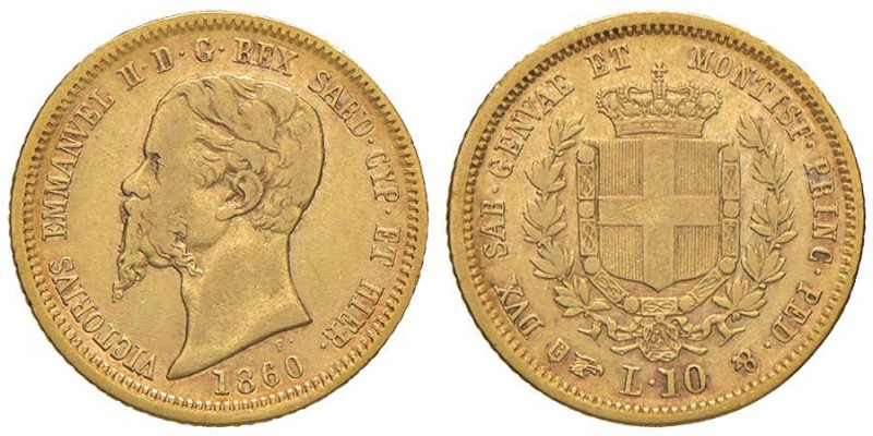 Vittorio Emanuele II (1849-1860) 10 Lire 1860 T - Nomisma 770 AU RR
BB