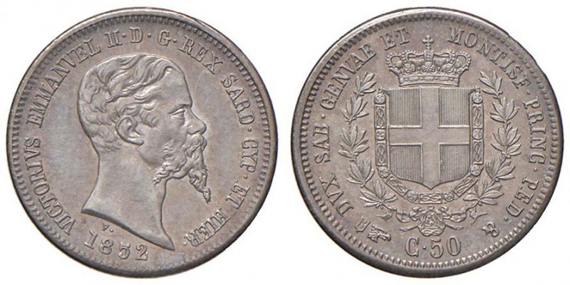 Vittorio Emanuele II (1849-1860) 50 Centesimi 1852 T - Nomisma 814 AG R Graffiet...