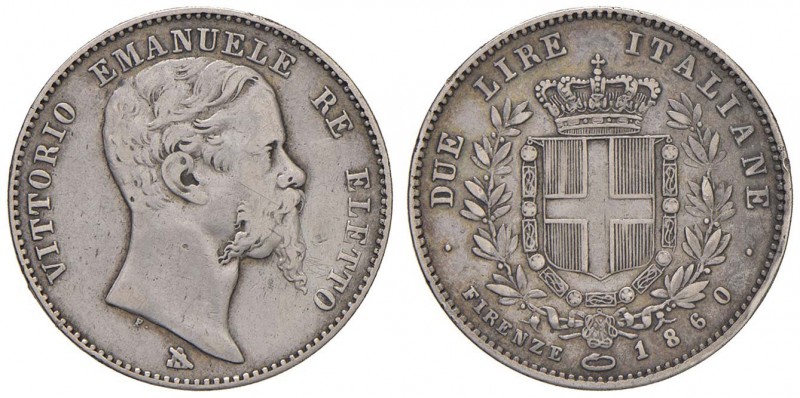 Vittorio Emanuele II (1859-1861) Re eletto - 2 Lire 1860 Firenze - Nomisma 827 A...