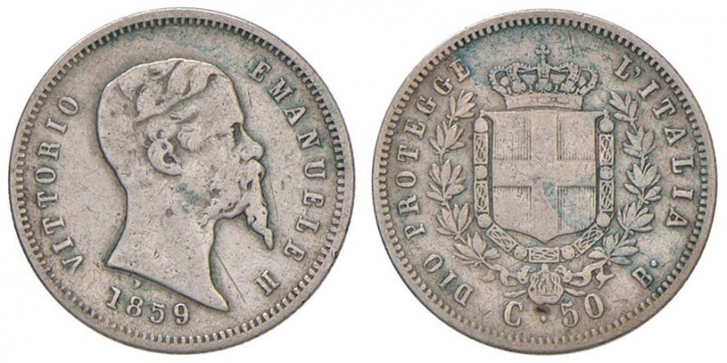 Vittorio Emanuele II (1859-1861) Re eletto - 50 Centesimi 1859 B - Nomisma 834 A...