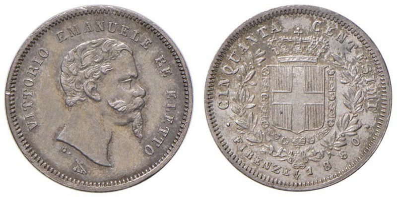 Vittorio Emanuele II (1859-1861) Re eletto - 50 Centesimi 1860 F - Nomisma 835 A...