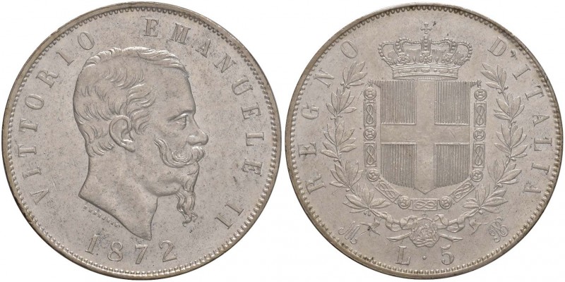 Vittorio Emanuele II (1861-1878) 5 Lire 1872 M - Nomisma 891 AG Sigillato qFDC/F...