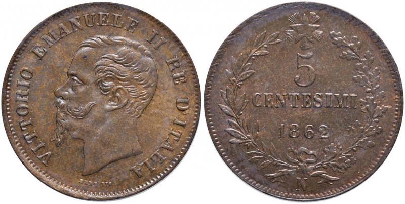 Vittorio Emanuele II (1861-1878) 5 Centesimi 1862 N - Nomisma 956 CU Ex InAsta 5...