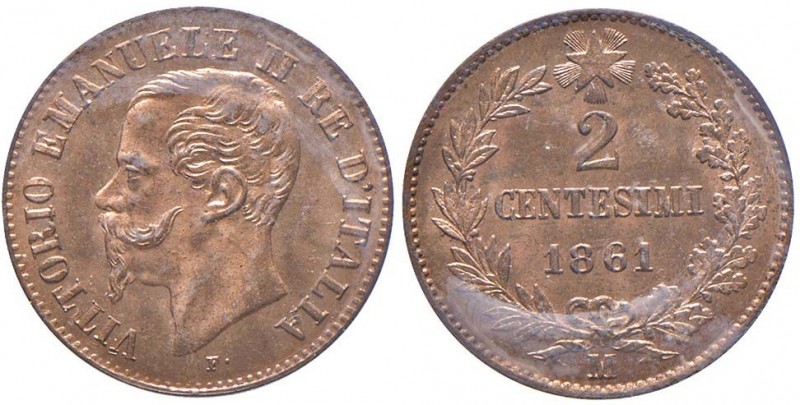 Vittorio Emanuele II (1861-1878) 2 Centesimi 1861 M - Nomisma 959 CU Sigillato F...