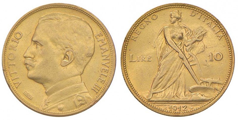 Vittorio Emanuele III (1900-1946) 10 Lire 1912 - Nomisma 1102 AU RR Lucidata, pr...