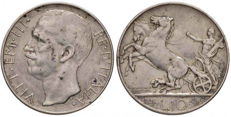 Vittorio Emanuele III (1900-1946) 10 Lire 1928* - Nomisma 1112 AG Segni di pulit...