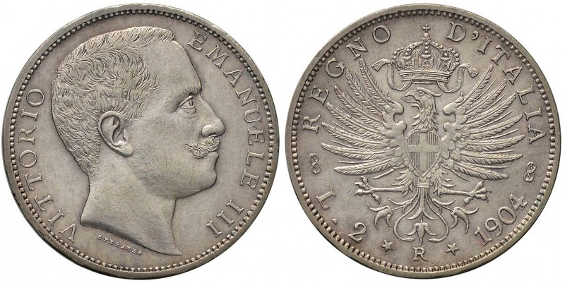 Vittorio Emanuele III (1900-1946) 2 Lire 1904 - Nomisma 1154; Pag. 728 AG RRR Si...