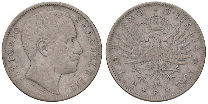 Vittorio Emanuele III (1900-1946) 2 Lire 1905 - Nomisma 1155 AG
qBB