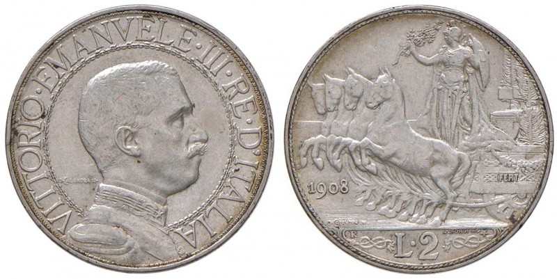 Vittorio Emanuele III (1900-1946) 2 Lire 1908 - Nomisma 1158 AG
BB+