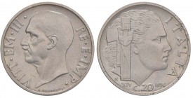 Vittorio Emanuele III (1900-1946) 20 Centesimi 1936 - Nomisma 1294 NI RR Screpolature al D/
qFDC