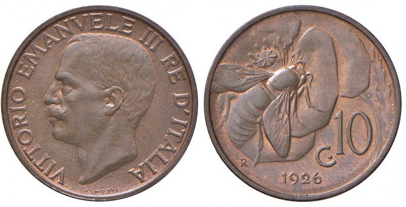 Vittorio Emanuele III (1900-1946) 10 Centesimi 1926 - Nomisma 1317 CU Rame rosso...