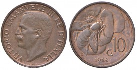 Vittorio Emanuele III (1900-1946) 10 Centesimi 1926 - Nomisma 1317 CU Rame rosso, minimi graffietti
FDC