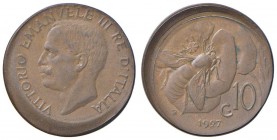 Vittorio Emanuele III (1900-1946) 10 Centesimi 1927 - Nomisma 1318 NI Decentrata
BB/SPL
