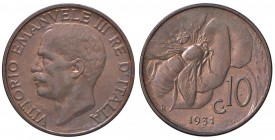 Vittorio Emanuele III (1900-1945) 10 Centesimi 1931 - Nomisma 1322 CU
qFDC
