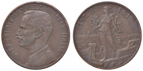 Vittorio Emanuele III (1900-1946) 5 Centesimi 1913 Senza punto - Nomisma 1344 CU RR Graffi di pulitura
qBB