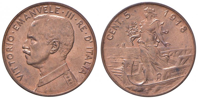 Vittorio Emanuele III (1900-1945) 5 Centesimi 1918 - Nomisma 1348 CU
qFDC