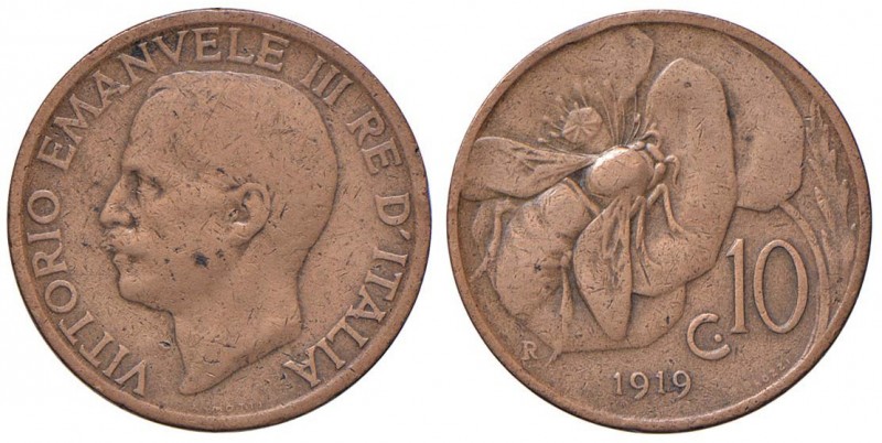 Vittorio Emanuele III (1900-1946) 10 Centesimi 1919 - Nomisma 1310 CU R
qBB