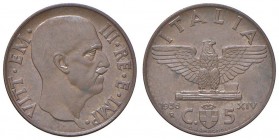 Vittorio Emanuele III (1900-1946) 5 Centesimi 1936 Impero - Nomisma 1368 CU
 qFDC