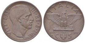 Vittorio Emanuele III (1900-1946) 5 Centesimi 1937 Impero - Nomisma 1369 CU
qFDC