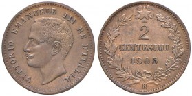 Vittorio Emanuele III (1900-1946) 2 Centesimi 1905 - Nomisma 1378 CU Difetti di coniazione al D/
SPL/SPL+