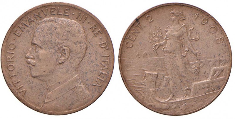 Vittorio Emanuele III (1900-1946) 2 Centesimi 1908 Donna su prora - Nomisma 1382...