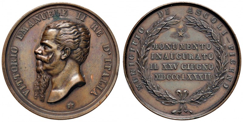 Medaglia 1882 del Municipio di Ascoli Piceno per l'inaugurazione monumento in on...