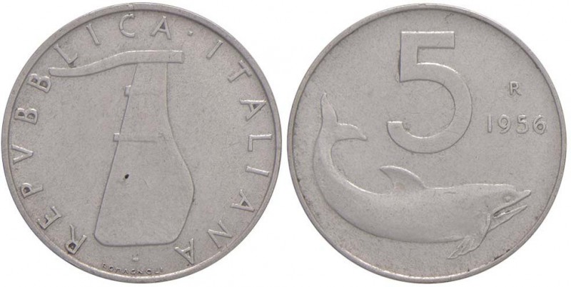 REPUBBLICA ITALIANA (1946-) 5 Lire 1956 - IT R Sigillato BB/qSPL da Giovanni Gau...