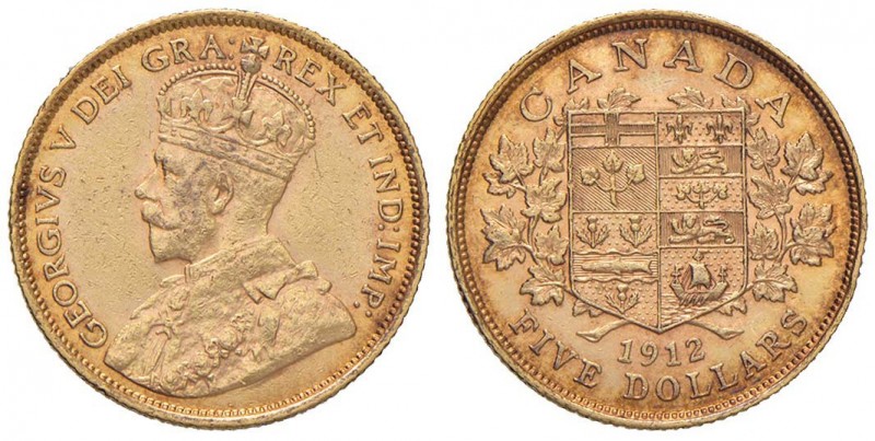 CANADA George V (1910-1936) 5 Dollari 1912 - KM 26 AU (g 8,35) Graffietti e colp...