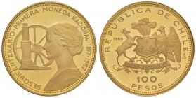 CILE 100 Pesos 1968 Sesquicentenario primera moneda nacional 1817-1967 - KM 185 AU (g 20,22)
FS