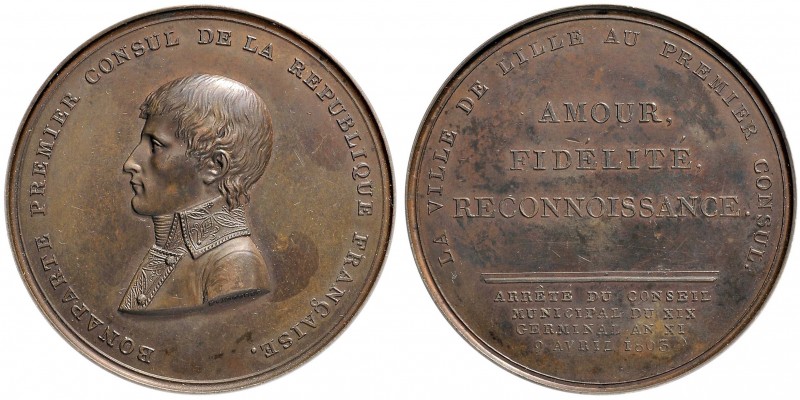 MEDAGLIE NAPOLEONICHE Medaglia 1803 La città di Lille a Napoleone - Opus: H. Aug...