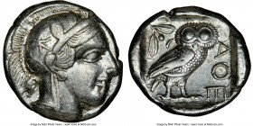 ATTICA. Athens. Ca. 440-404 BC. AR tetradrachm (24mm, 17.15 gm, 10h). NGC XF 5/5 - 4/5. Mid-mass coinage issue. Head of Athena right, wearing crested ...