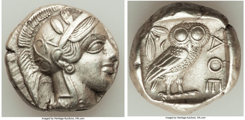 ATTICA. Athens. Ca. 440-404 BC. AR tetradrachm (24mm, 17.12 gm, 1h). XF. Mid-mas...